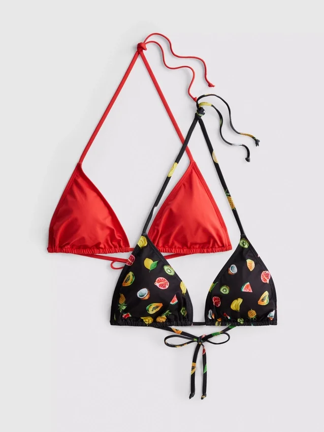 Set de 2 topuri de bikini cu imprimeu triunghiular Set de 2 topuri de bikini cu imprimeu triunghiular