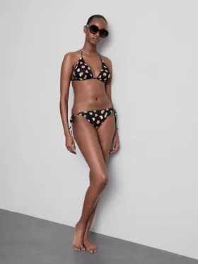 Set de 2 topuri de bikini cu imprimeu triunghiular