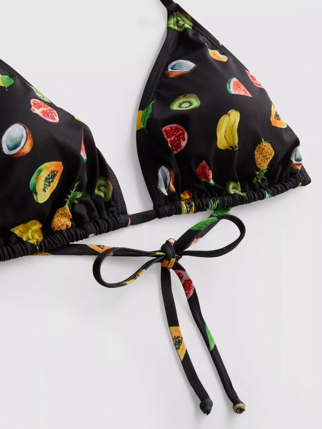 Set de 2 topuri de bikini cu imprimeu triunghiular Set de 2 topuri de bikini cu imprimeu triunghiular