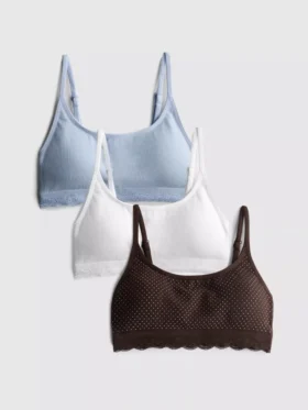 Set de 3 bralete fără cusături, cu bordură din dantelă