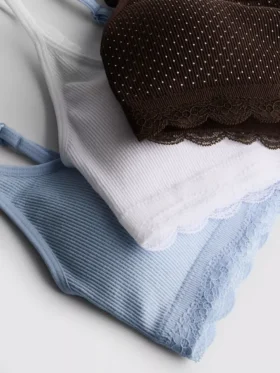 Set de 3 bralete fără cusături, cu bordură din dantelă