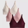 Set de 3 bralete fără cusături cu borduri din dantelă