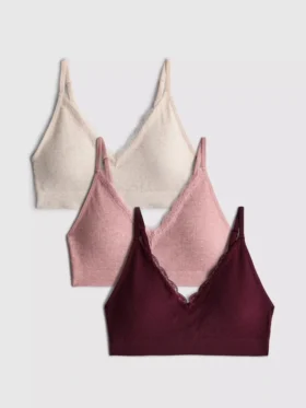 Set de 3 bralete fără cusături cu borduri din dantelă