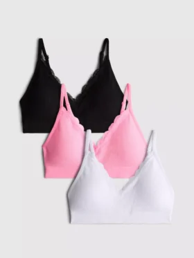 Set de 3 bralete fără cusături cu borduri din dantelă