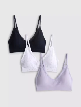 Set de 3 bralete fără cusături cu borduri din dantelă