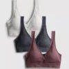 Set de 3 bralete fără cusături, cu decolteu în V