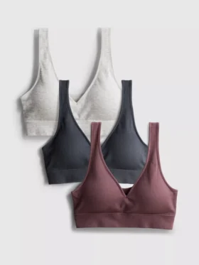 Set de 3 bralete fără cusături, cu decolteu în V