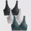 Set de 3 bralete fără cusături, cu decolteu în V