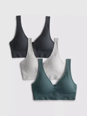 Set de 3 bralete fără cusături, cu decolteu în V