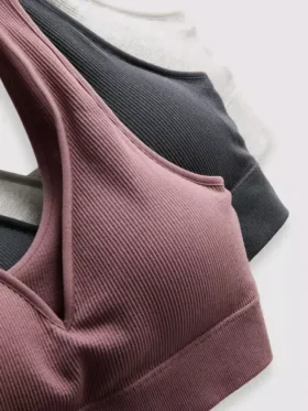 Set de 3 bralete fără cusături, cu decolteu în V