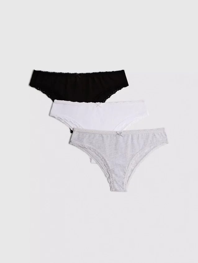 Set de 3 chiloți brazilieni din bumbac Set de 3 chiloți brazilieni din bumbac