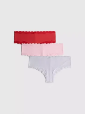 Set de 3 chiloți hipster din microfibră cu nervuri