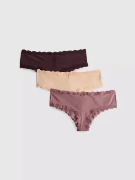Set de 3 chiloți hipster din microfibră, în culori neutre