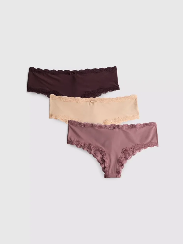 Set de 3 chiloți hipster din microfibră, în culori neutre Set de 3 chiloți hipster din microfibră, în culori neutre