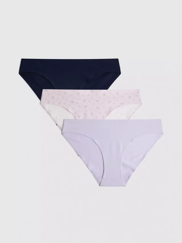 Set de 3 chiloți mini invizibili cu conținut ridicat de bumbac Set de 3 chiloți mini invizibili cu conținut ridicat de bumbac
