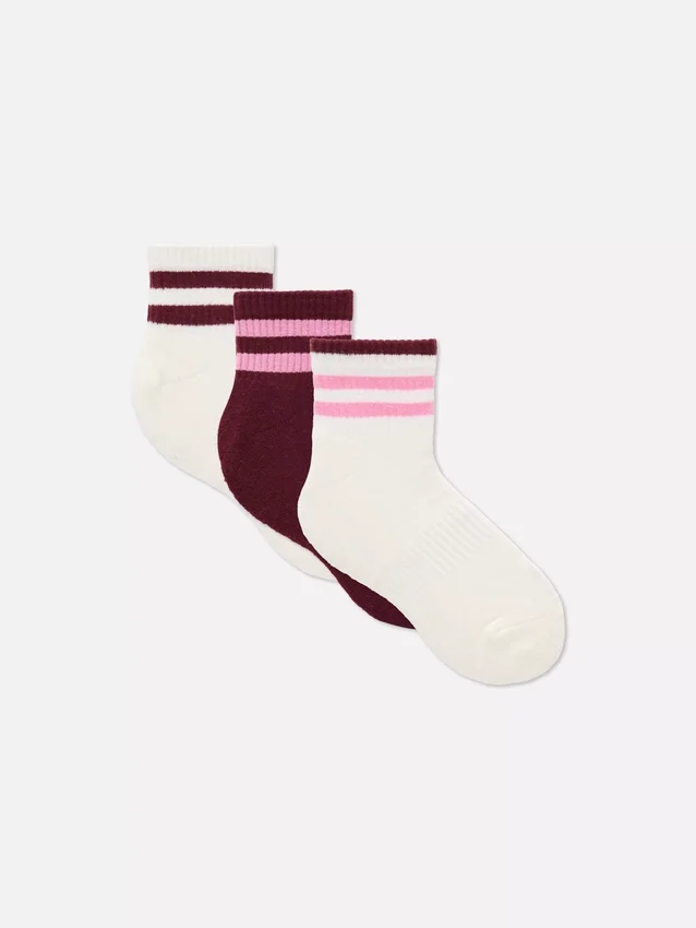 Set de 3 perechi de Șosete scurte cu blocuri de culoare Set de 3 perechi de Șosete scurte cu blocuri de culoare
