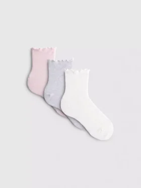 Set de 3 perechi de Șosete scurte cu bordură în formă de salată Set de 3 perechi de Șosete scurte cu bordură în formă de salată
