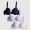 Set de 3 sutiene imprimate din bumbac (A-E)