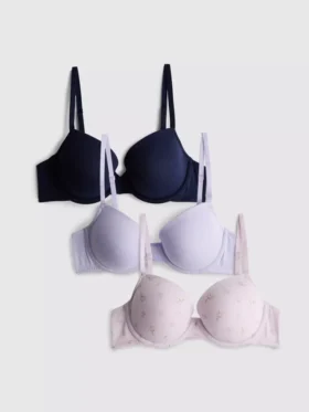Set de 3 sutiene imprimate din bumbac (A-E)