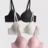 Set de 3 sutiene push-up din dantelă integrală Set de 3 sutiene push-up din dantelă integrală