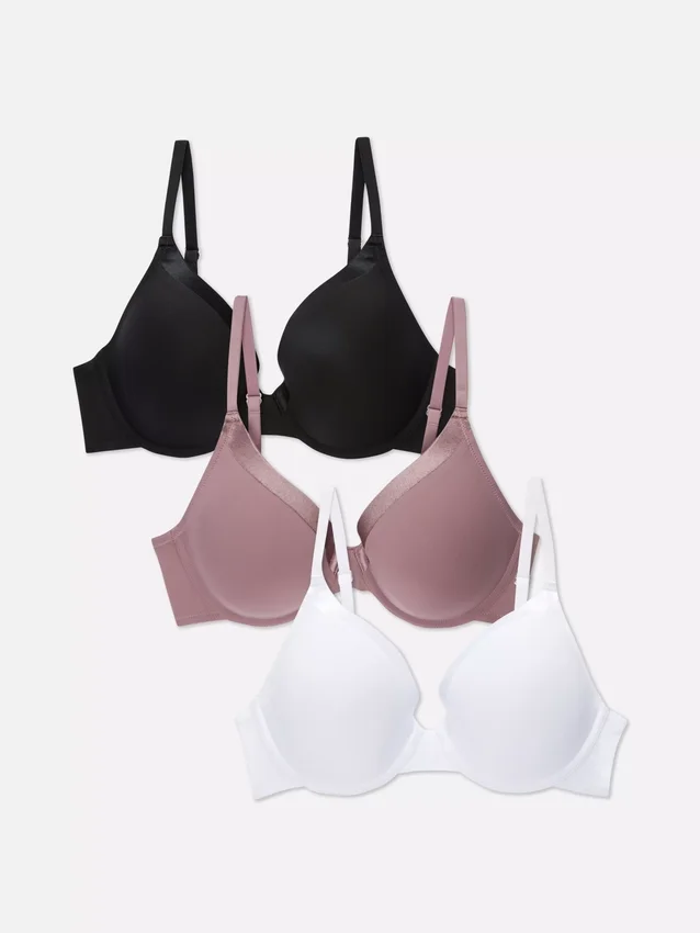 Set de 3 sutiene tip tricou cu cupă integrală Set de 3 sutiene tip tricou cu cupă integrală