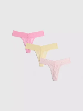 Set de 3 tanga bandeau din dantelă