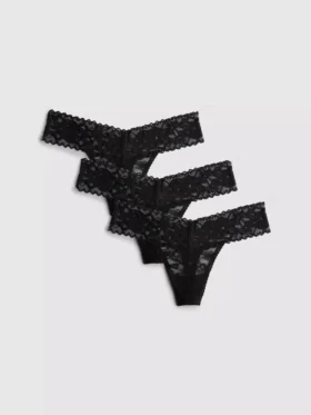 Set de 3 tanga bandeau din dantelă