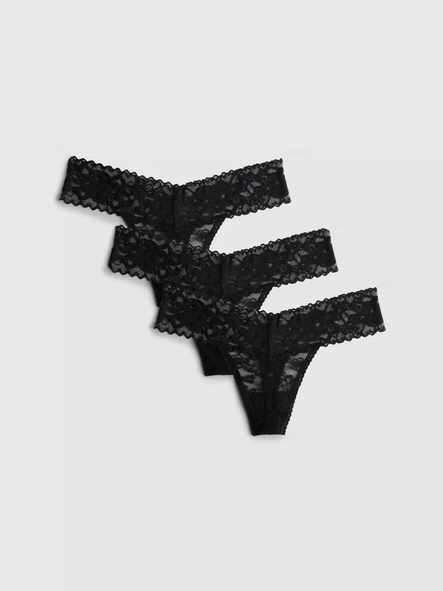Set de 3 tanga bandeau din dantelă Set de 3 tanga bandeau din dantelă