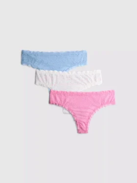 Set de 3 tanga din dantelă integrală