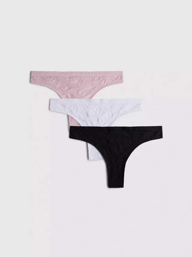 Set de 3 tanga din jacquard fără cusături Set de 3 tanga din jacquard fără cusături