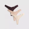Set de 3 tanga Miami cu nervuri, cu conținut ridicat de bumbac Set de 3 tanga Miami cu nervuri, cu conținut ridicat de bumbac