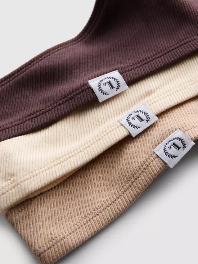 Set de 3 tanga Miami cu nervuri, cu conținut ridicat de bumbac Set de 3 tanga Miami cu nervuri, cu conținut ridicat de bumbac