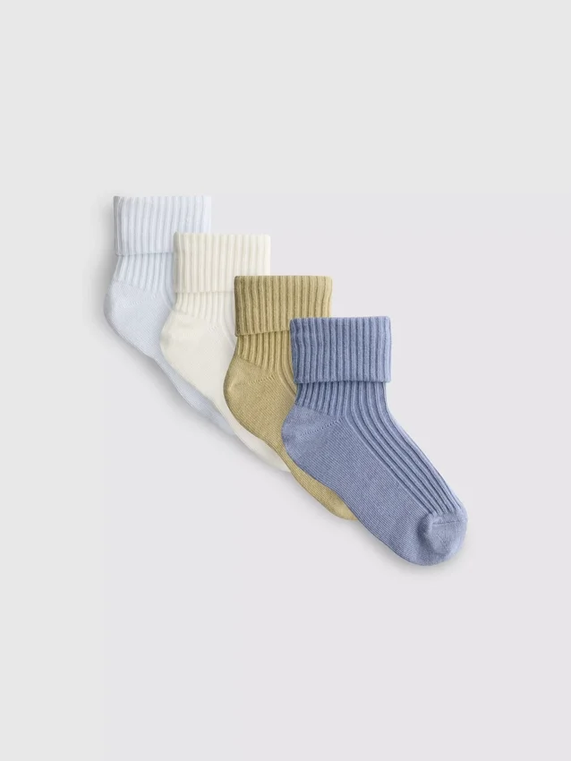 Set de 4 șosete cu bordură pentru bebeluși Set de 4 șosete cu bordură pentru bebeluși