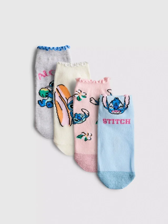 Set de 4 perechi de Șosete scurte cu Stitch de la Disney Set de 4 perechi de Șosete scurte cu Stitch de la Disney