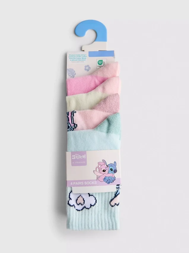 Set de 4 perechi de Șosete scurte cu Stitch de la Disney Set de 4 perechi de Șosete scurte cu Stitch de la Disney