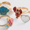 Set de 5 inele cu talismane marine