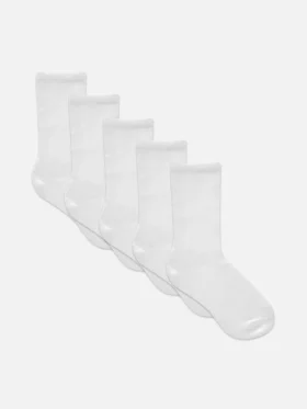Set de 5 perechi de Șosete albe până la gleznă