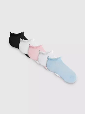 Set de 5 perechi de Șosete scurte cu bordură din tul pentru teniși
