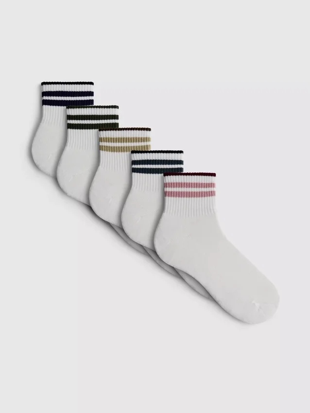 Set de 5 perechi de Șosete scurte cu dungi colorate Set de 5 perechi de Șosete scurte cu dungi colorate