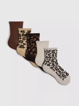Set de 5 perechi de Șosete scurte cu imprimeu animalier