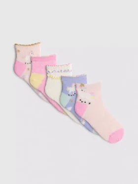 Set de 5 perechi de Șosete scurte cu imprimeu de unicorn