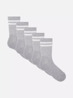 Set de 5 perechi de Șosete sportive cu dungi Set de 5 perechi de Șosete sportive cu dungi