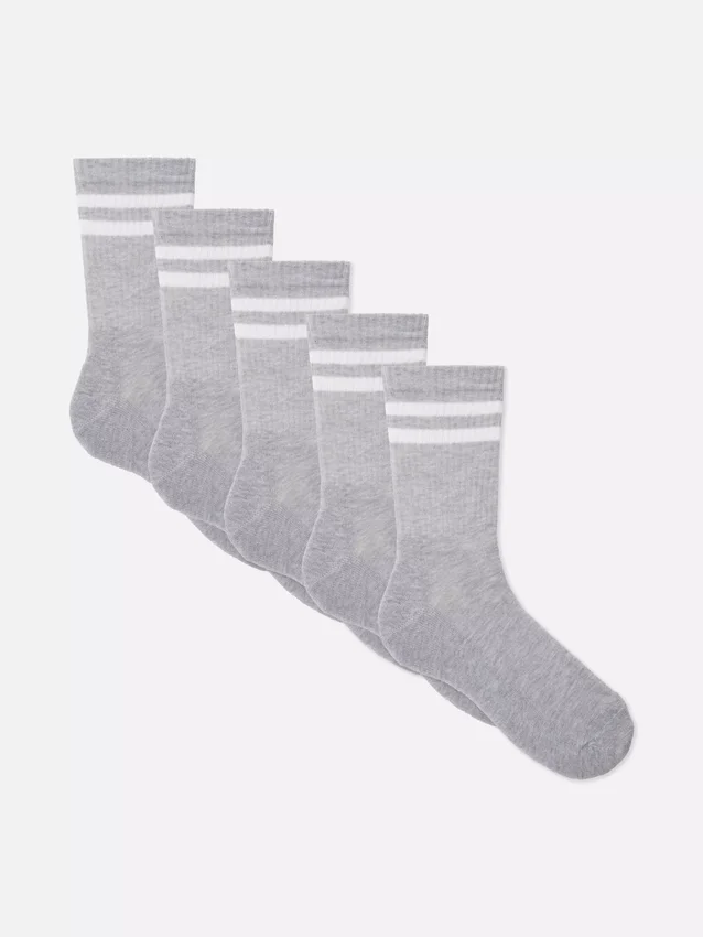 Set de 5 perechi de Șosete sportive cu dungi Set de 5 perechi de Șosete sportive cu dungi