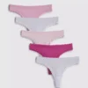 Set de 5 tanga din microfibră cu bordură din dantelă Set de 5 tanga din microfibră cu bordură din dantelă