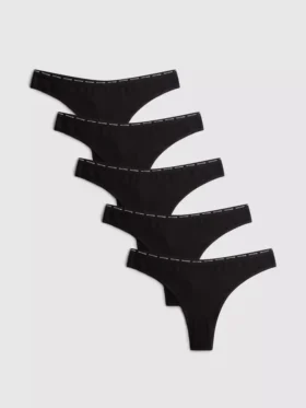 Set de 5 tanga „Love to Lounge” cu conținut ridicat de bumbac Set de 5 tanga „Love to Lounge” cu conținut ridicat de bumbac