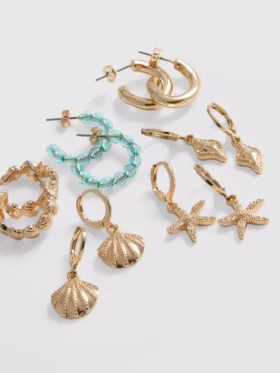 Set de 6 cercei inspirați de mare Set de 6 cercei inspirați de mare