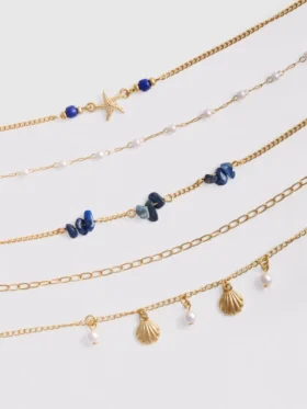 Set de 6 lanțuri tip choker cu motive marine Set de 6 lanțuri tip choker cu motive marine