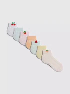 Set de 7 perechi de Șosete scurte cu imprimeu de fructe