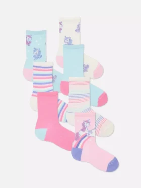 Set de 7 perechi de Șosete scurte cu unicorn