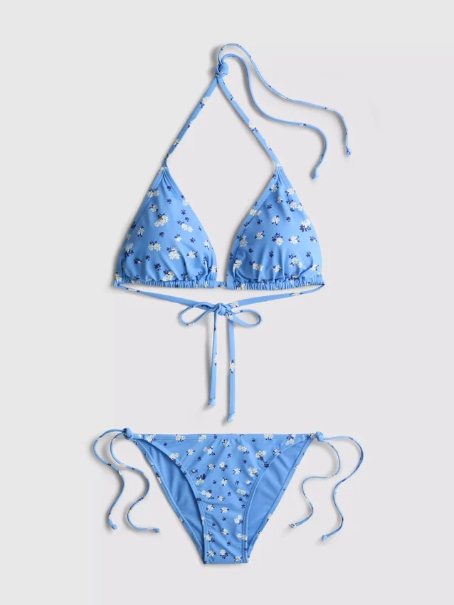 Set de bikini triunghiular cu legături laterale Set de bikini triunghiular cu legături laterale